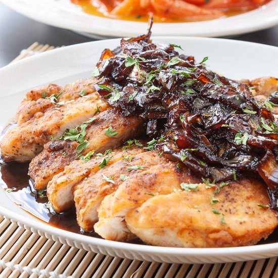 pan fried chicken onion teriyaki