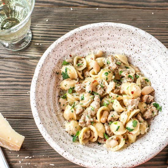 Orecchiette w White Beans & Sausage