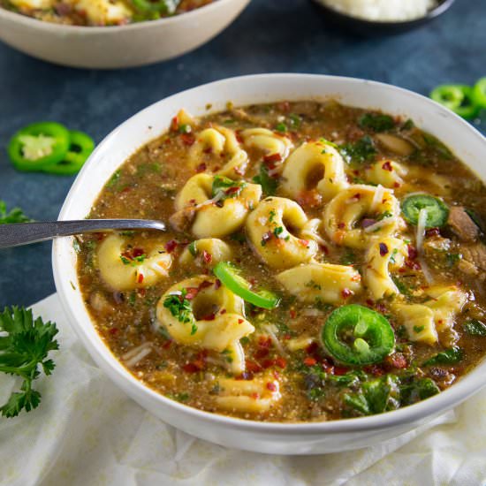 Zesty Chicken Tortellini Soup