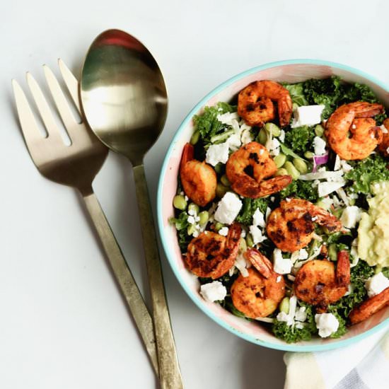 Sweet Heat Kale Salad With Shrimp
