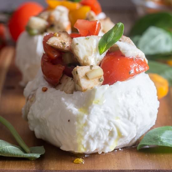 Stuffed Fresh Mozzarella Caprese