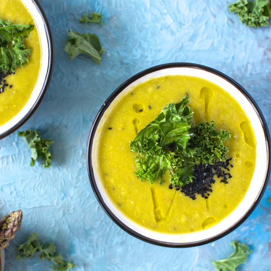 Cream of asparagus ends soup