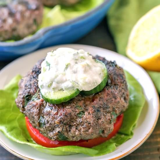 Paleo Whole30 Grilled Gyro Burgers