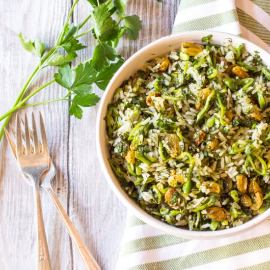 Herbed Crispy Rice with Raisins