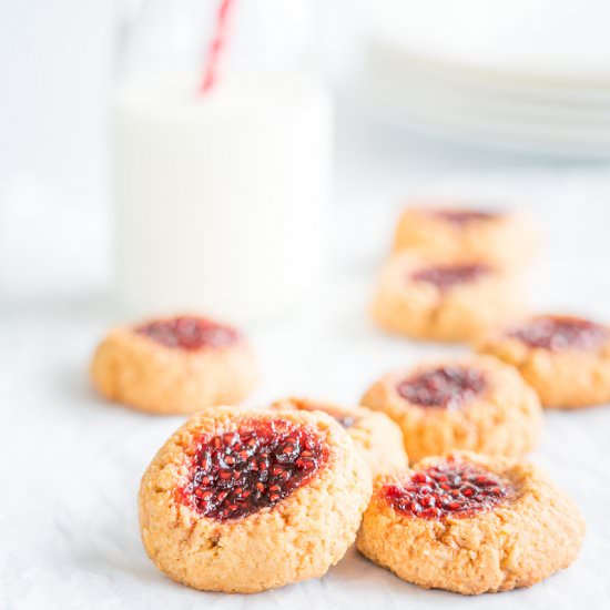 PB & J Thumbprint Cookies