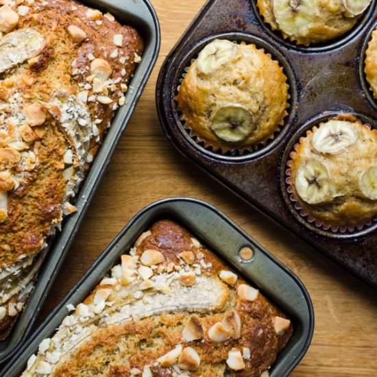 Coconut Macadamia Banana Bread