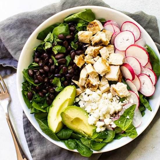 Chicken & Black Bean Spinach Salad