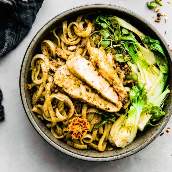 Asian Pesto Chicken Noodle Stir Fry