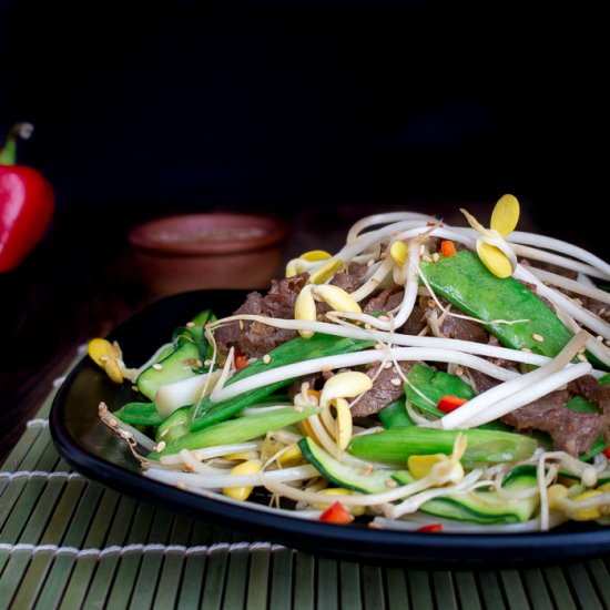 Low Carb Spicy Bulgogi Beef Stir Fry