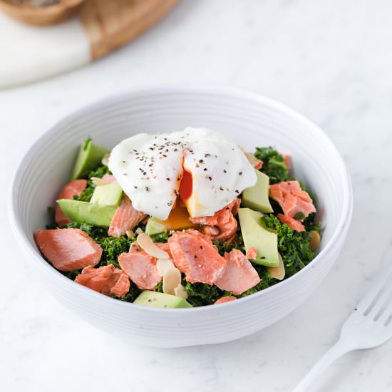 Salmon, Kale & Poached Egg Bowl