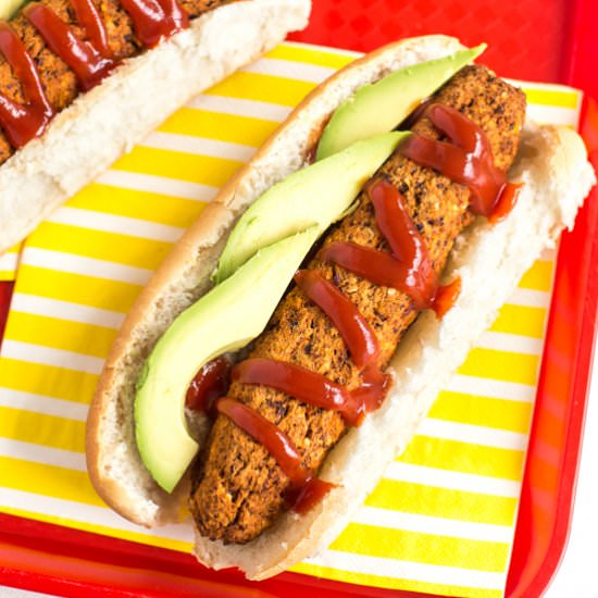 Homemade vegan hot dogs