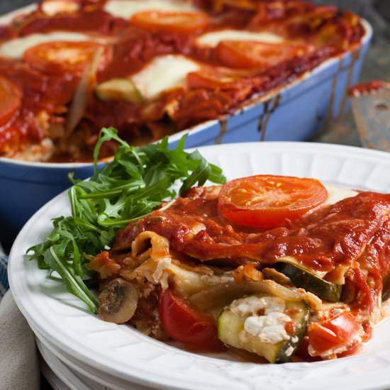 Three cheese vegetable lasagne