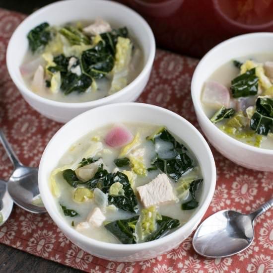 Cream of turkey soup with cabbage