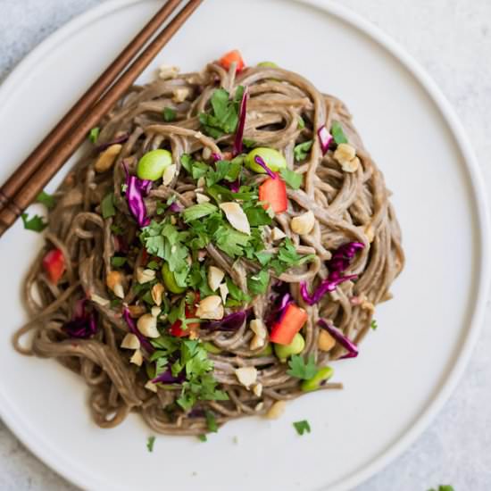 Cold soba noodle salad