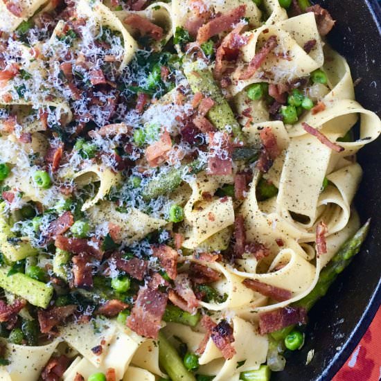 Pea and Asparagus Carbonara