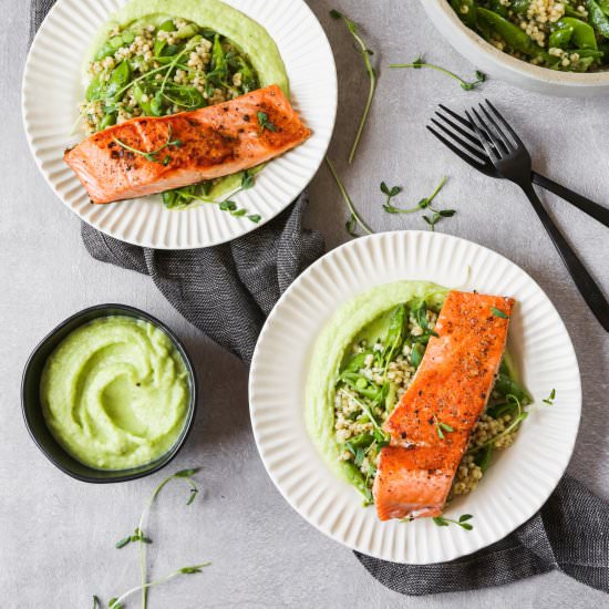 Pan Seared Salmon with Leek Purée