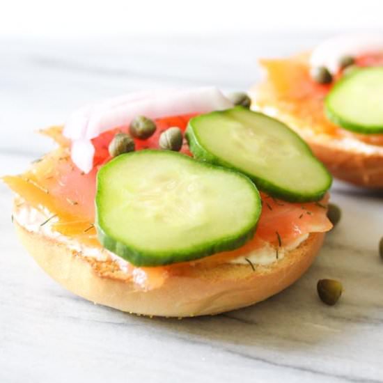 Open-Face Smoked Salmon Bagel