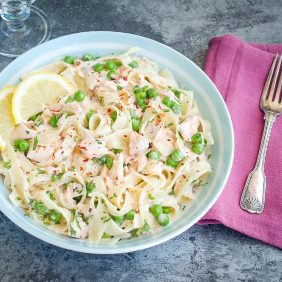 Creamy Salmon Fettuccine