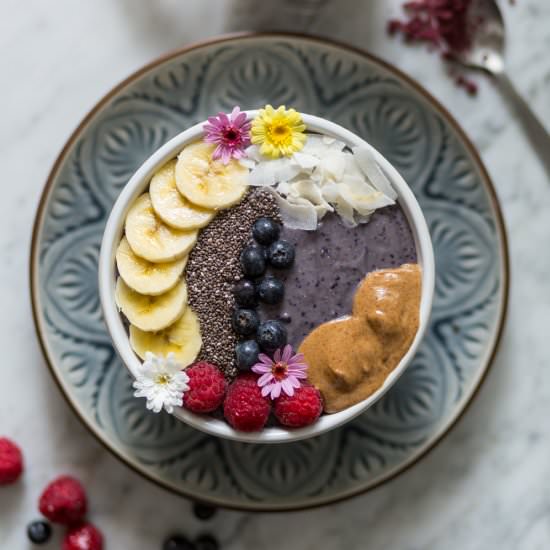 Sweet potato and acai smoothie bowl