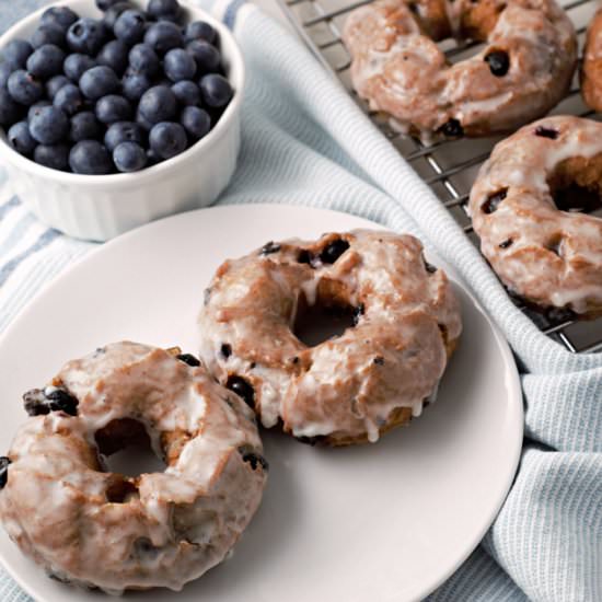 Glazed Blueberry Cake Donuts