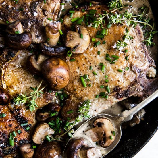 Pork Chop with Mushroom Cream Sauce