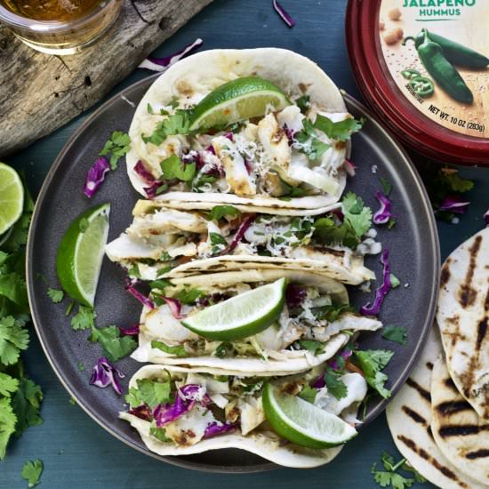 Fish Tacos with Jalapeño Hummus