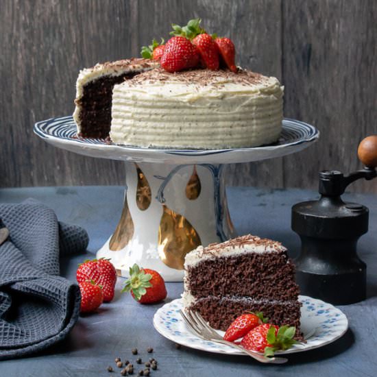 Chocolate Cake with Pepper Frosting