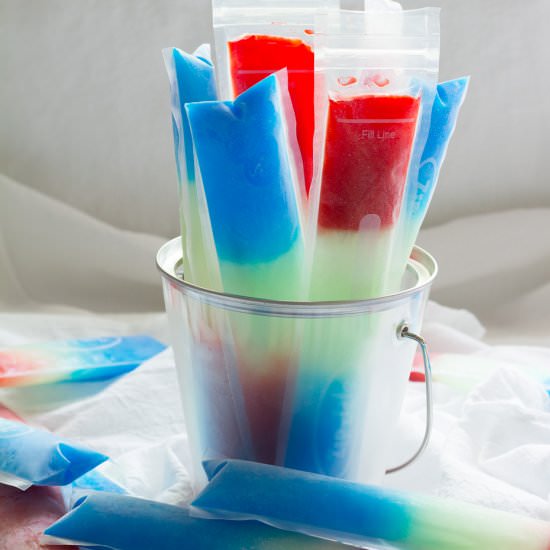 Patriotic Red and Blue Freezer Pops