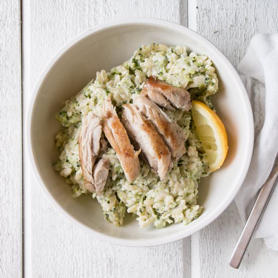 Broccoli and Goat Cheese Orzo