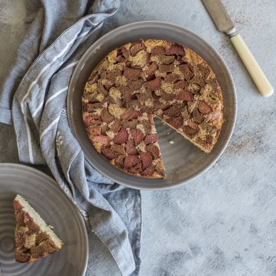 UPSIDE-DOWN ALMOND RHUBARB CAKE