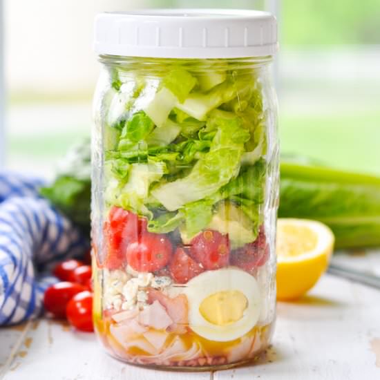 Mason Jar Turkey Cobb Salads
