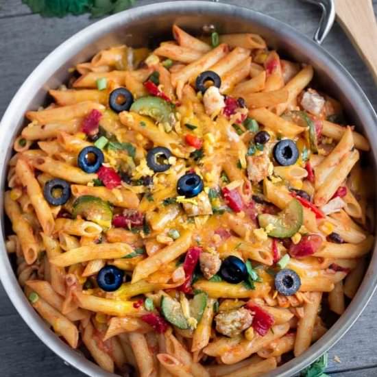 Chicken Enchilada Pasta Skillet