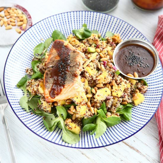 Quinoa with Pineapple and Miso Salmon