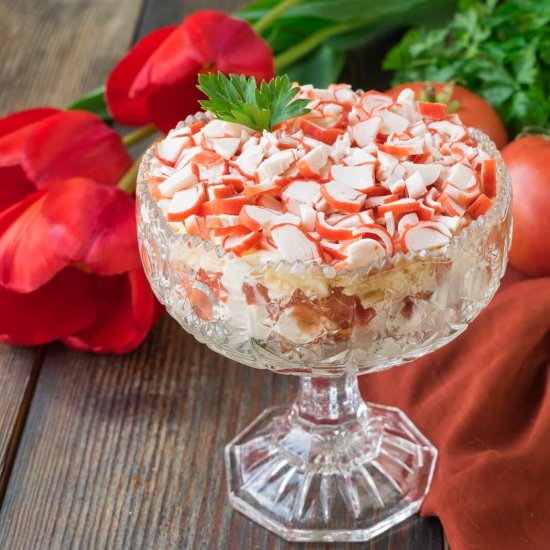 Salad with Crab Sticks and Ham