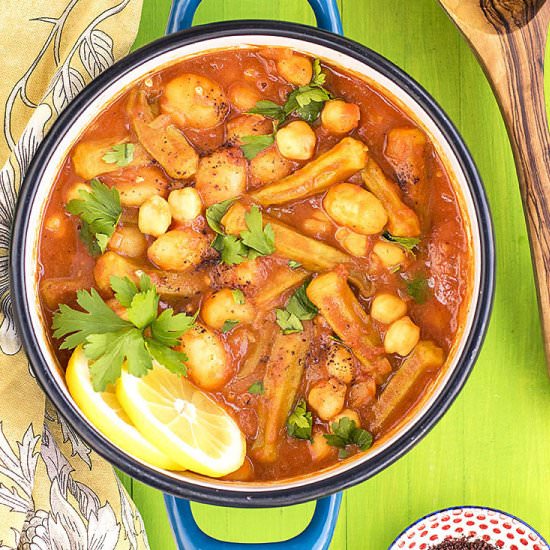 Greek gumbo with gnocchi