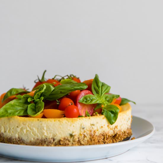Tomato Basil Savory Cheesecake