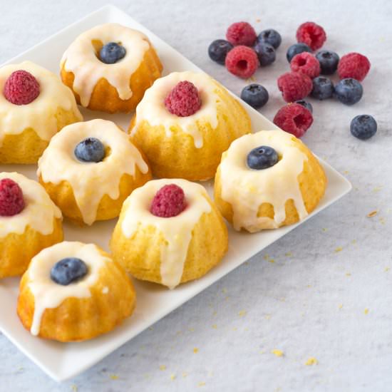 Mini Lemon Bundt Cakes with Berries