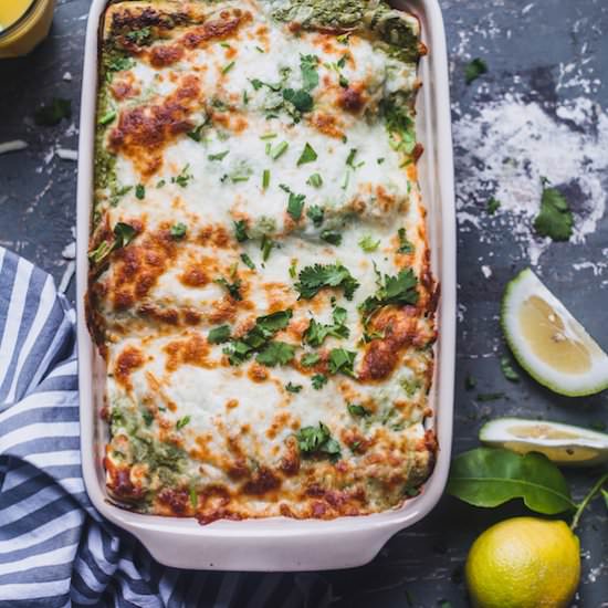 Green Chutney Chicken Enchiladas