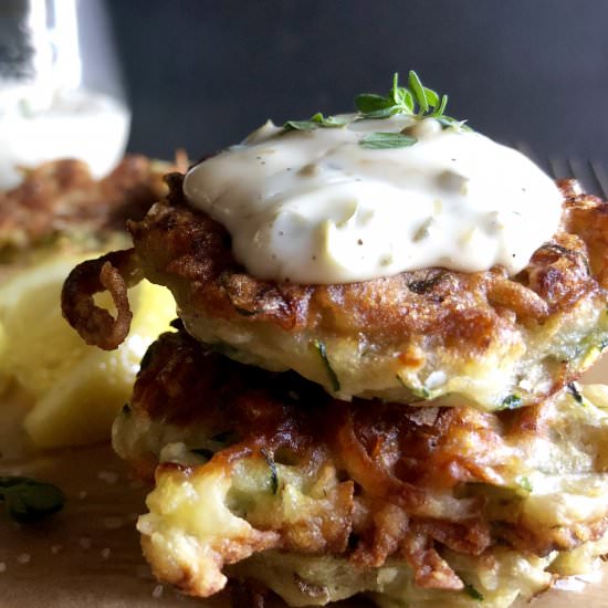 Zucchini Fritters with Caper Aioli