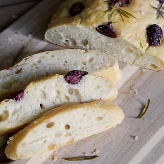 Focaccia with Olives and Rosemary