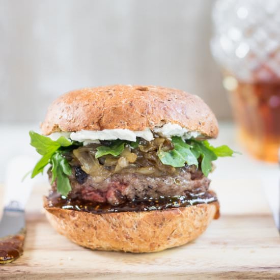 Goat Cheese Fig Jam Onion Burgers