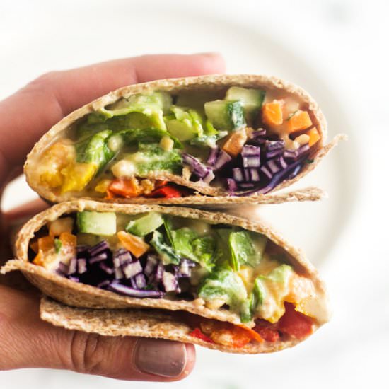 Rainbow Veg Wraps with Peanut Sauce