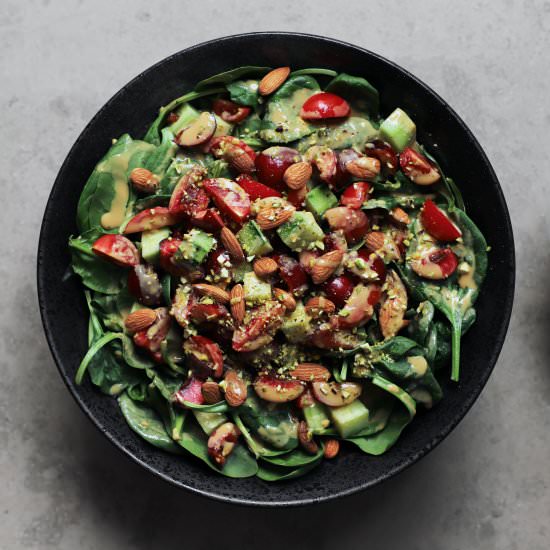 tahini date spinach salad