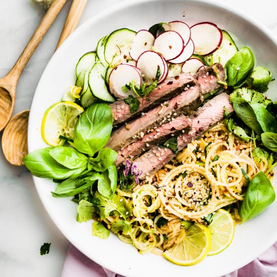 Quick Apple Kimchi Steak Salad