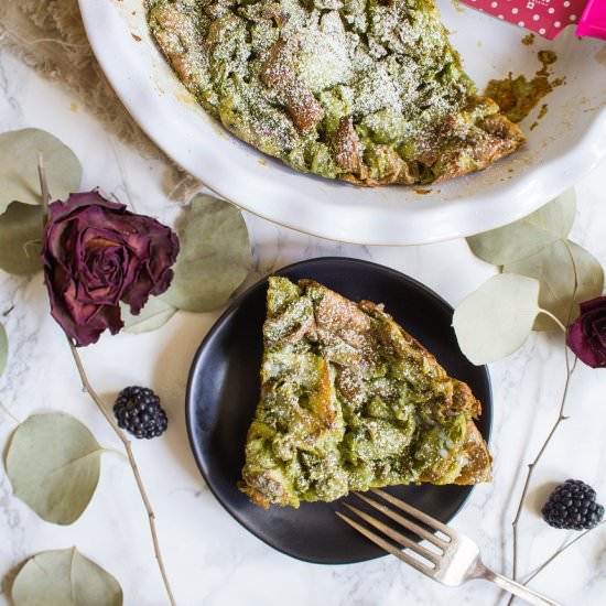 Matcha Croissant French Toast Bake