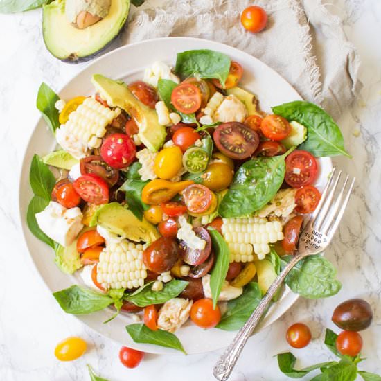 Avocado Corn Caprese Salad