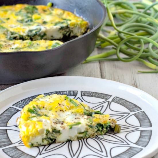 Spinach Frittata with Garlic Scapes
