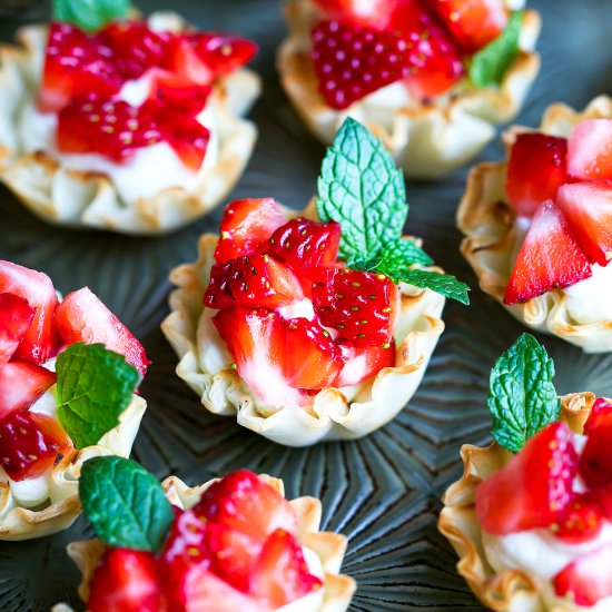 Whipped Feta Strawberry Phyllo Cups