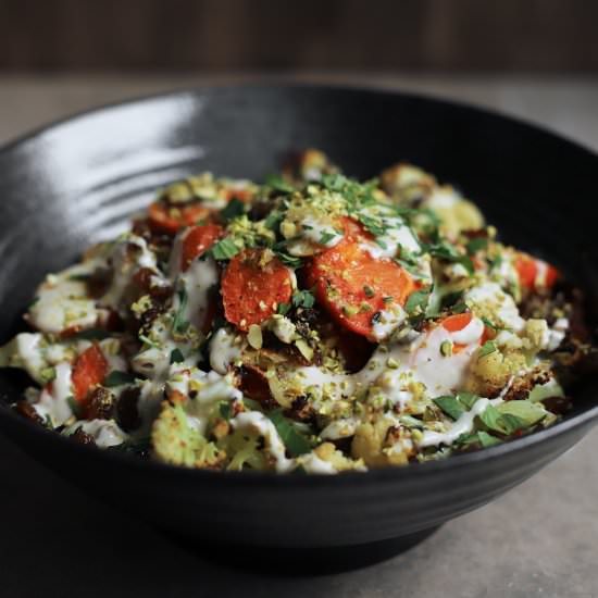 tahini roast carrots & cauliflower