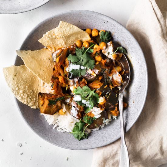 Roasted Aubergine & Chickpea Curry